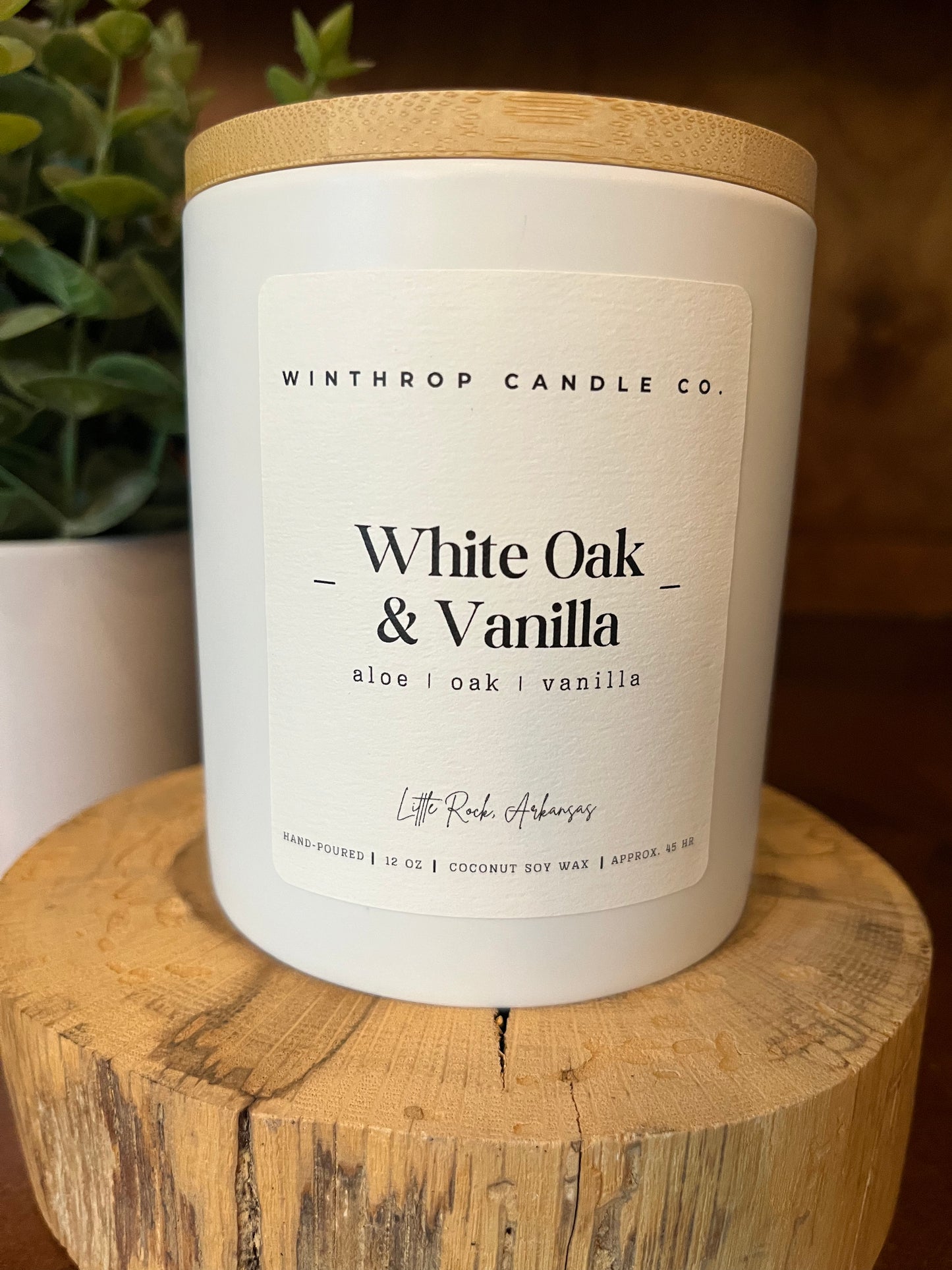 White Oak & Vanilla - 12oz Coconut Soy Wax Candle