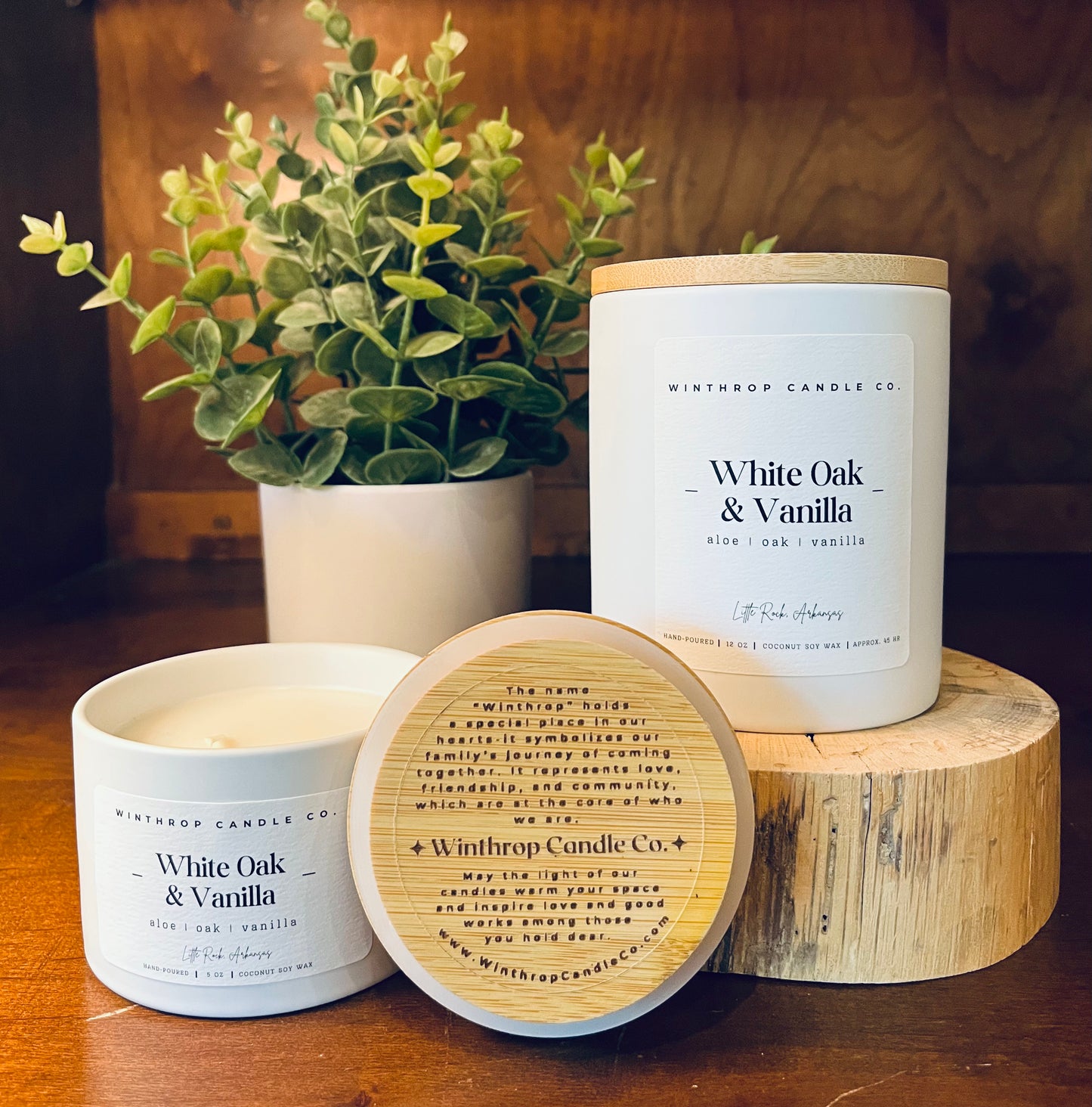 White Oak & Vanilla - 12oz Coconut Soy Wax Candle