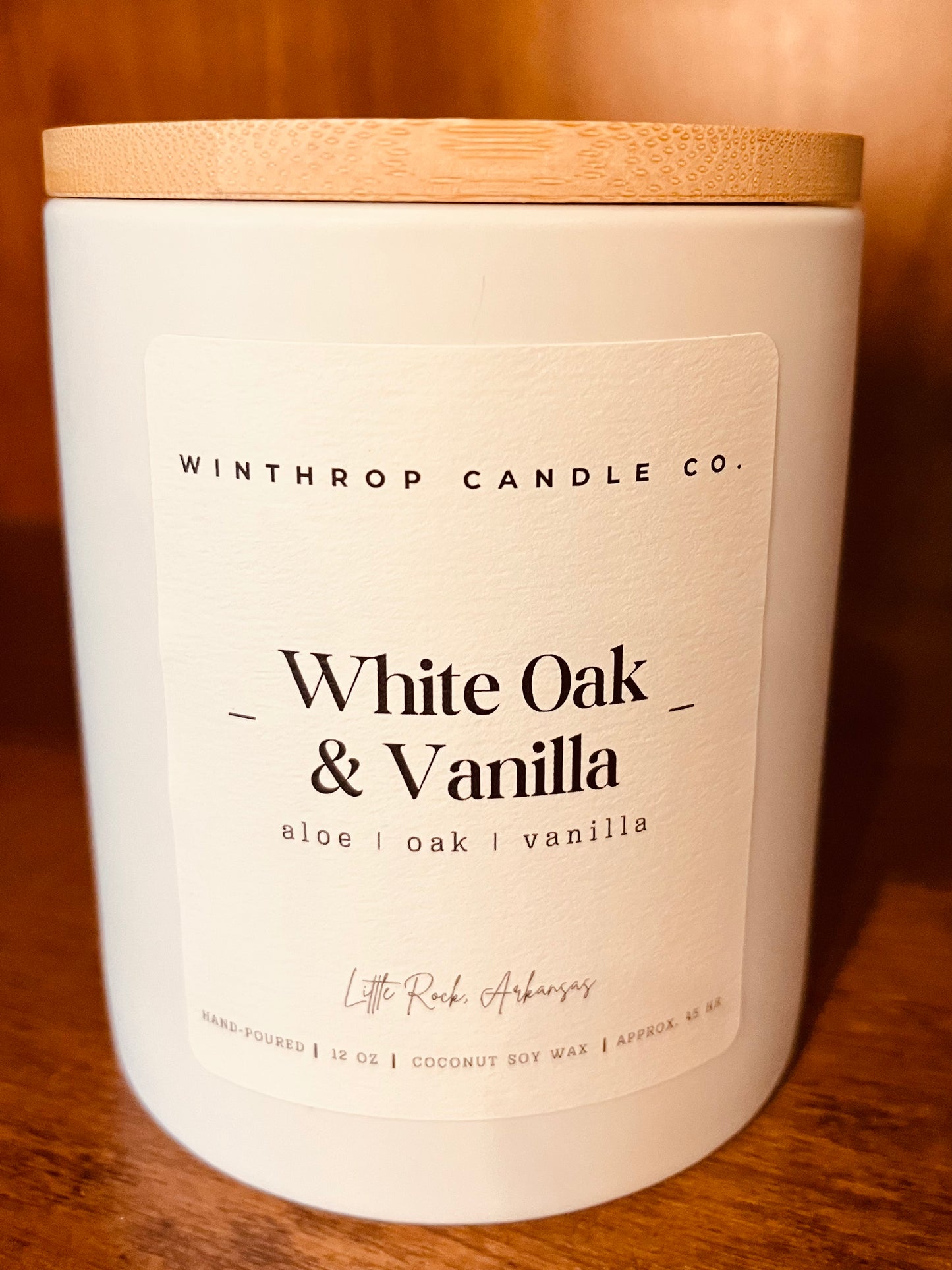 White Oak & Vanilla - 12oz Coconut Soy Wax Candle